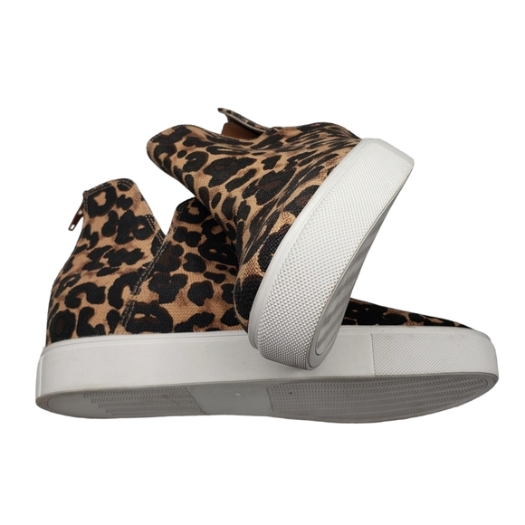 Steve Madden | Claud Brown Leopard Canvas High Top Hidden Wedge Sneakers 8.5 - Picture 8 of 12